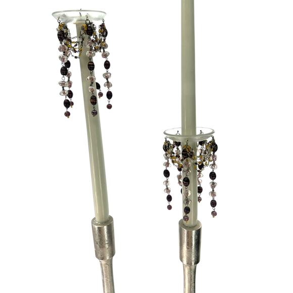 Vintage Antique Crystal Bobeche Set of 2 Candle Wax Catcher Victorian Chandelier - Picture 1 of 5